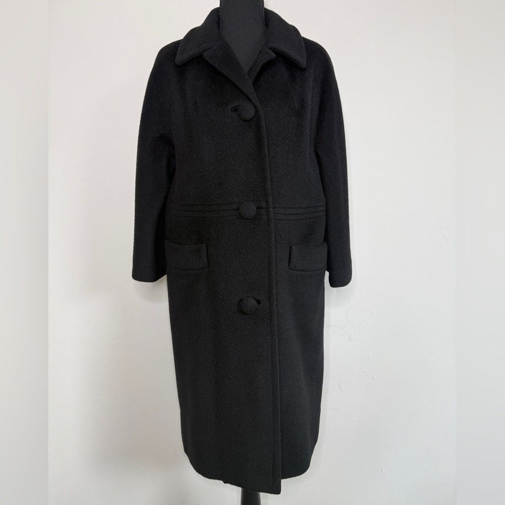 Vintage Lilli Ann Paris Wool Coat Mid-Century Black Tailored Designer
